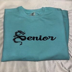 Handmade Teal Dragon Decal Senior Sweatshirt